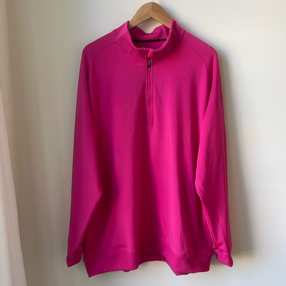NWT adidas Golf Mens Classic Club 1/4 Zip Pullover Real Magenta Size 2XL